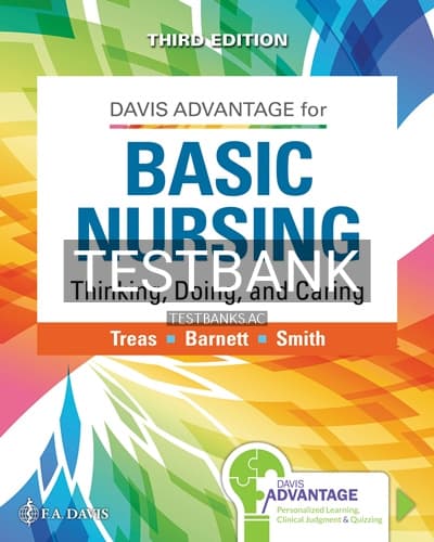 Test Bank for Davis Advantage for Basic Nursing 3rd Edition by Treas cover