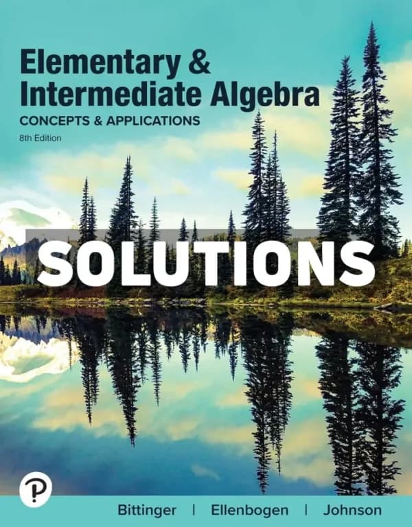 Elementary and Intermediate Algebra 8th Edition Bittinger Solutions Manual cover