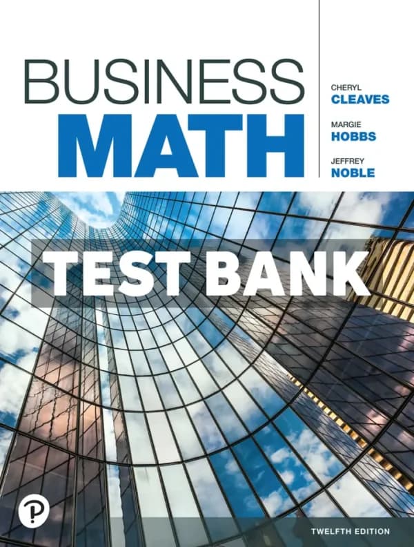 Business Math 12th Edition Cleaves Test Bank cover