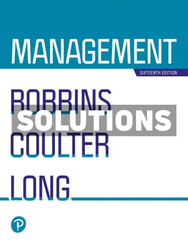 Management 16th Edition Robbins Solutions Manual cover