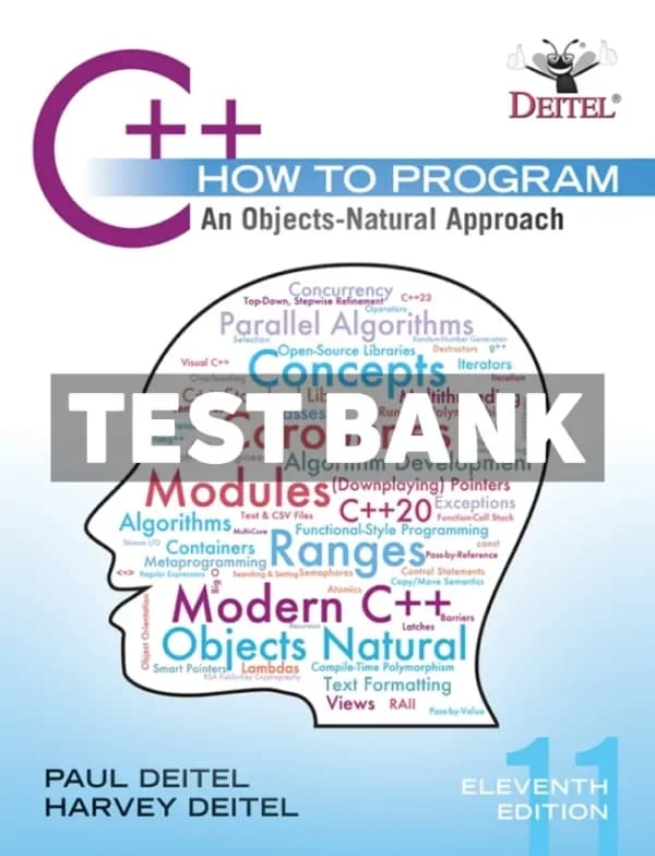 C++ How to Program – An Objects-Natural Approach 11th Edition Deitel Test Bank cover