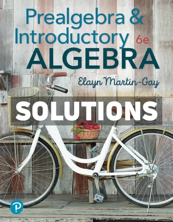 Prealgebra and Introductory Algebra 6th Edition Martin-Gay Solutions Manual cover