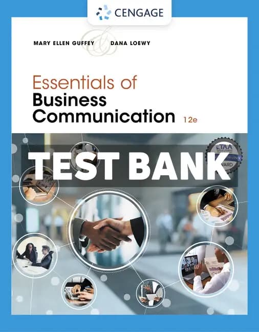 Essentials of Business Communication 12th Edition Guffey Test Bank cover