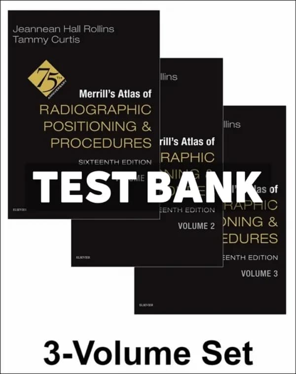 Merrills Atlas of Radiographic Positioning and Procedures – 3-Volume Set 16th Edition Rollins Test Bank cover