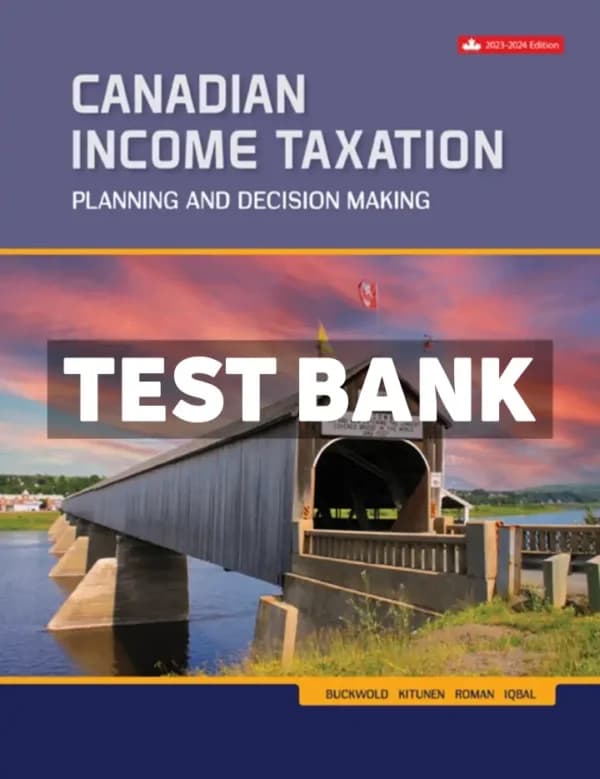 Canadian Income Taxation 2023-2024 26th Canadian Edition Buckwold Test Bank cover